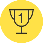 an icon of a trophy with a number on it