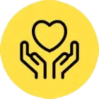 an icon of two hands with a heart in the middle