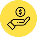 icon of hand holding a coin with a dollar sign in it