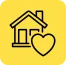 an icon of a house with a heart on it